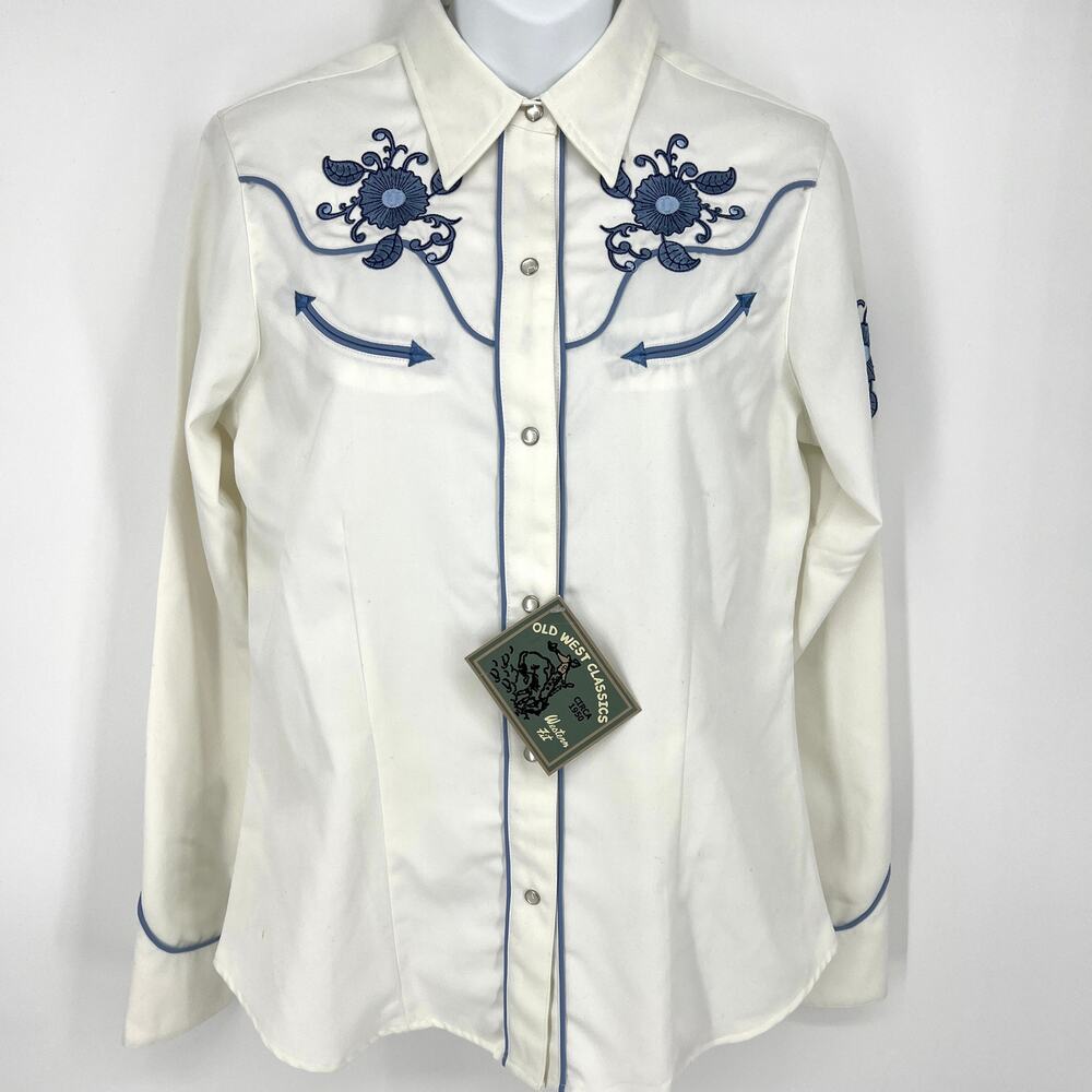 Old West Classics Womens Roper Western Snap Front Embroidered Shirt Size S